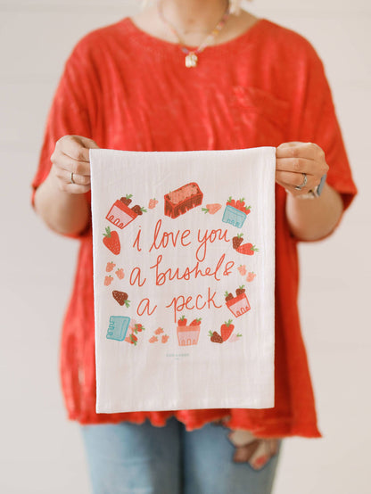 Valentine's Day 'Bushel & A Peck' Flour Sack Tea Towe