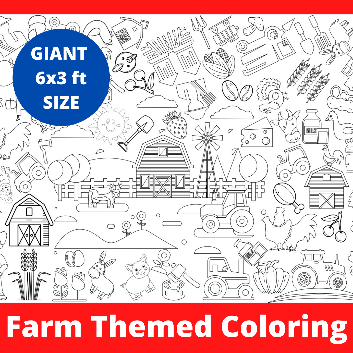 Farm Themed Coloring Tablecloth