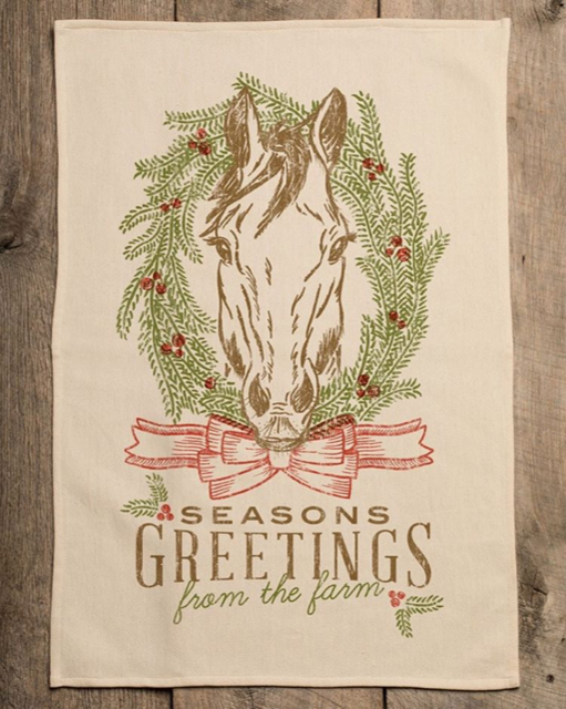 Horse 'Seasons Greetings from the Farm' Kitchen Towel