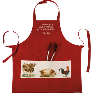 Cow Pig & Chicken Walk Into A BBQ…The End Apron - American Farm Company