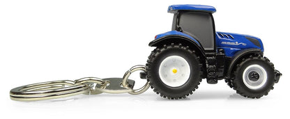 New Holland T7.300 Blue Tractor Metal Keychain