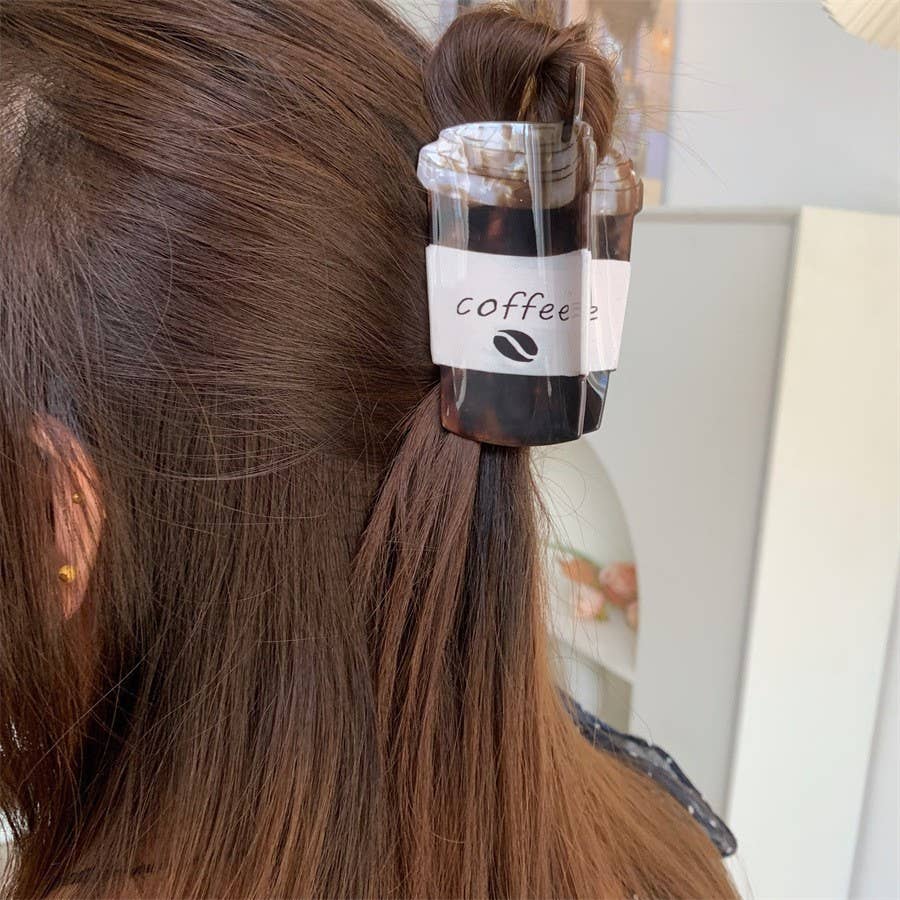 Coffee Cup Hair Claw Clip