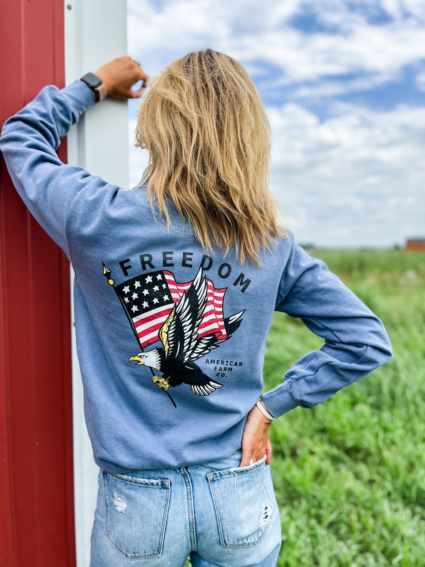 ‘Freedom’ Flag Blue 1/4 Zip