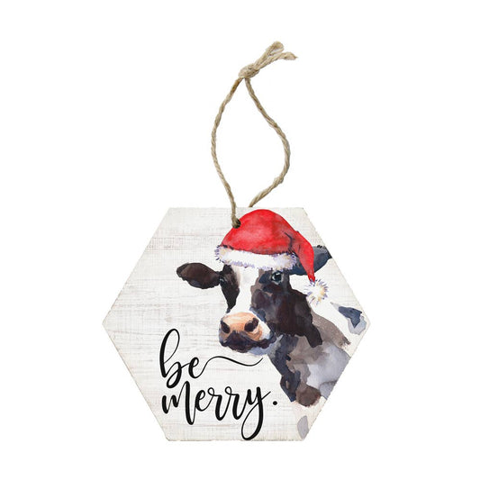 'Be Merry' Cow Ornament