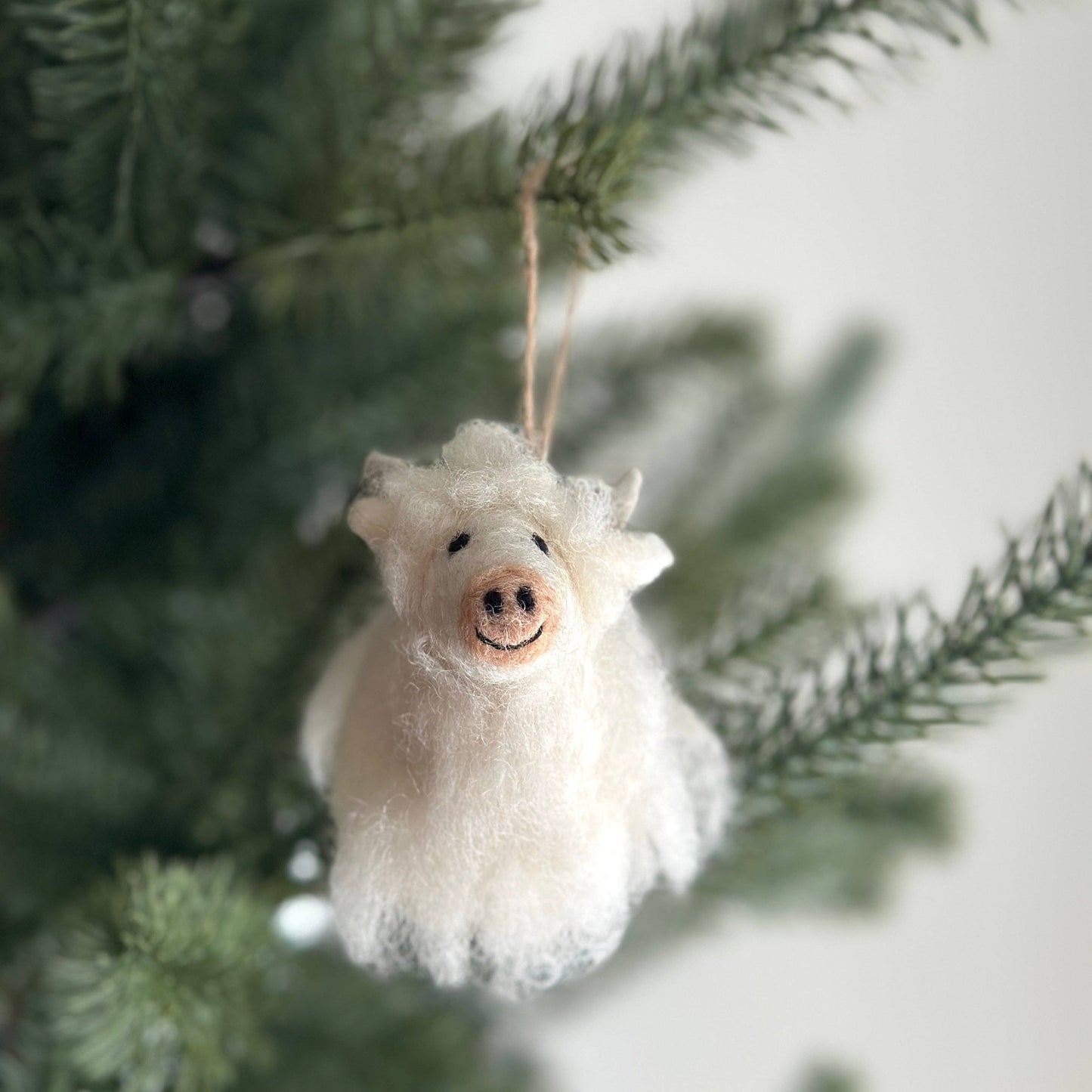 White Highland Cow Felt Ornament