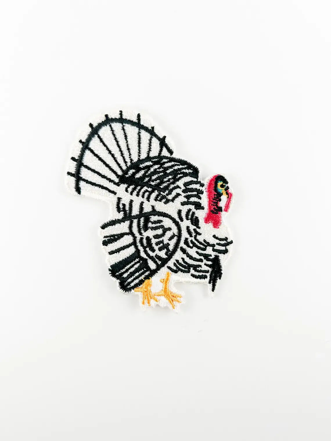 White Turkey Embroidered Iron-On Patch