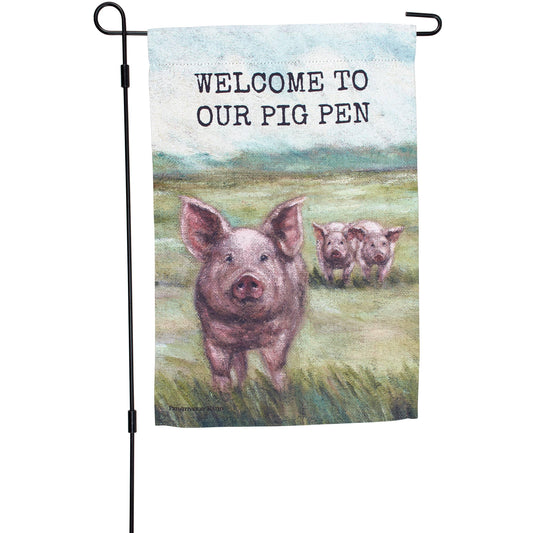'Welcome to our Pig Pen' Garden Flag