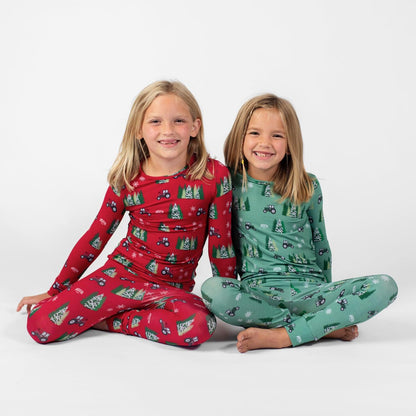 Red Tractor Christmas Toddler/Youth Bamboo Pajamas - American Farm Company