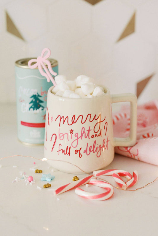 'Merry Bright & Full of Delight' Christmas Mug