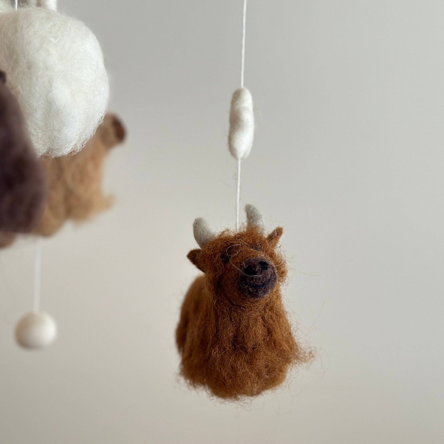 Highland Cow Felt Baby Mobile