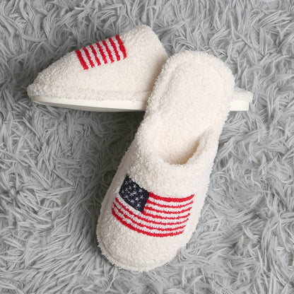 American Flag Embroidered Slippers