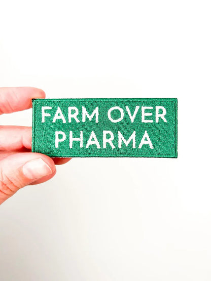 'Farm Over Pharma' Embroidered Iron-On Patch