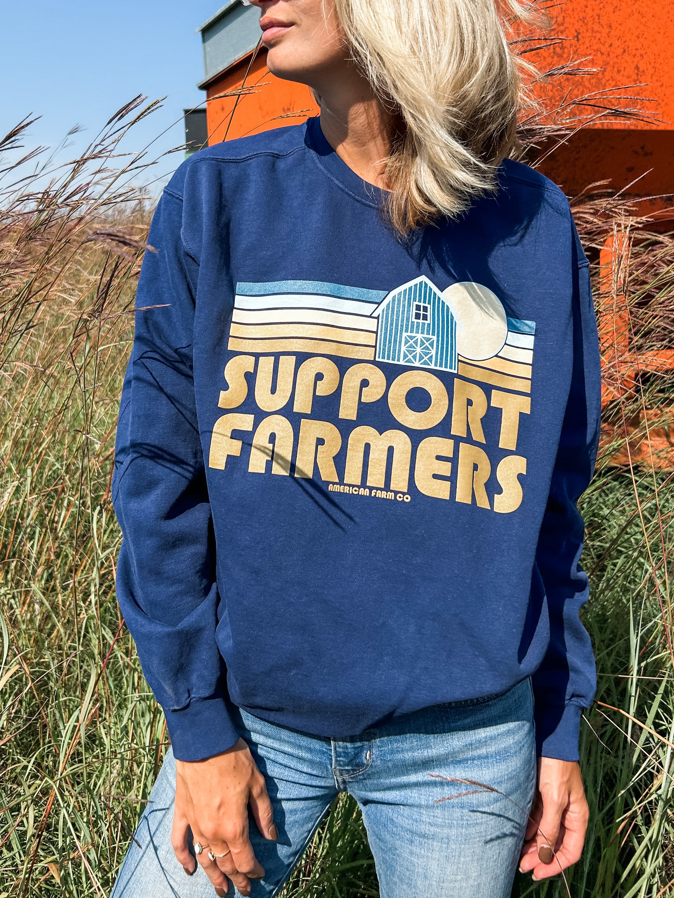 NEW Retro Support Farmers Crewneck