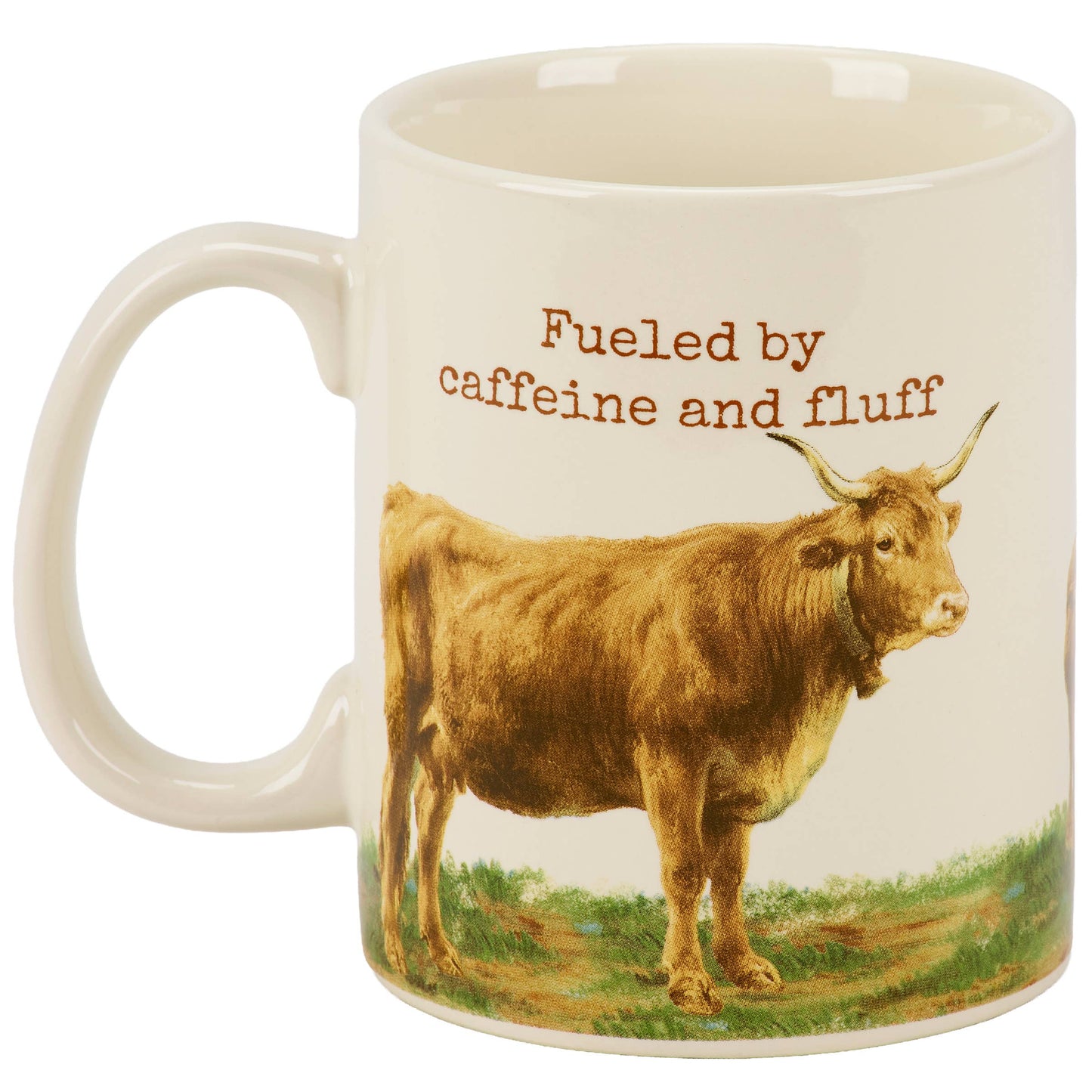 'Fueled By Caffeine And Fluff' Highland Mug