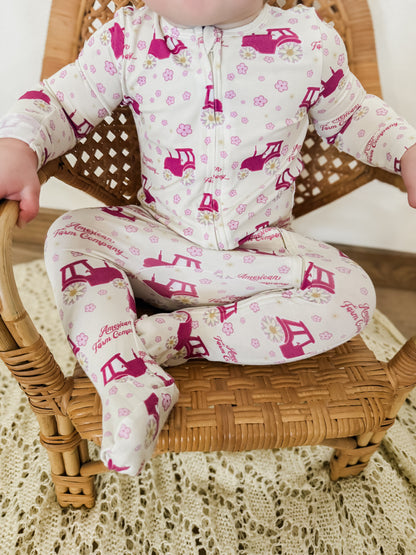 Floral Tractor Baby Bamboo Pajamas