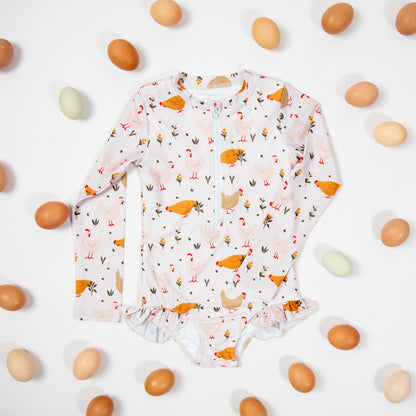 Cottage Chicken Baby Longsleeve Swimsuit