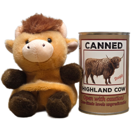Canned Highland Cow | Plush w/ Jokes