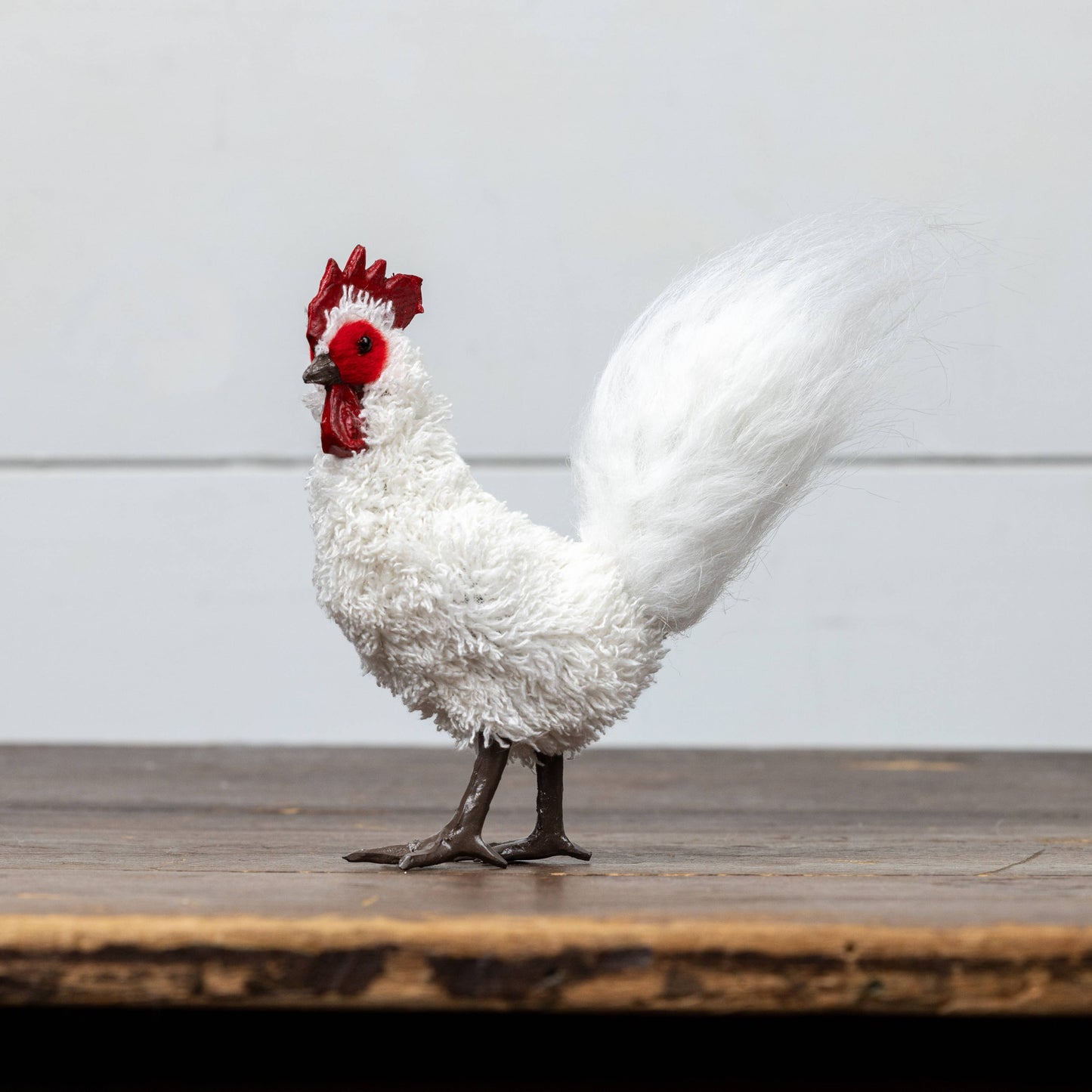 Standing White Rooster Figurine