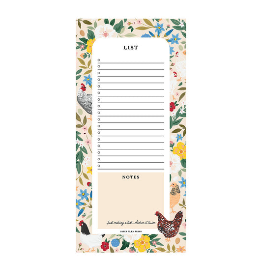 Chickens & Flowers Market List Notepad