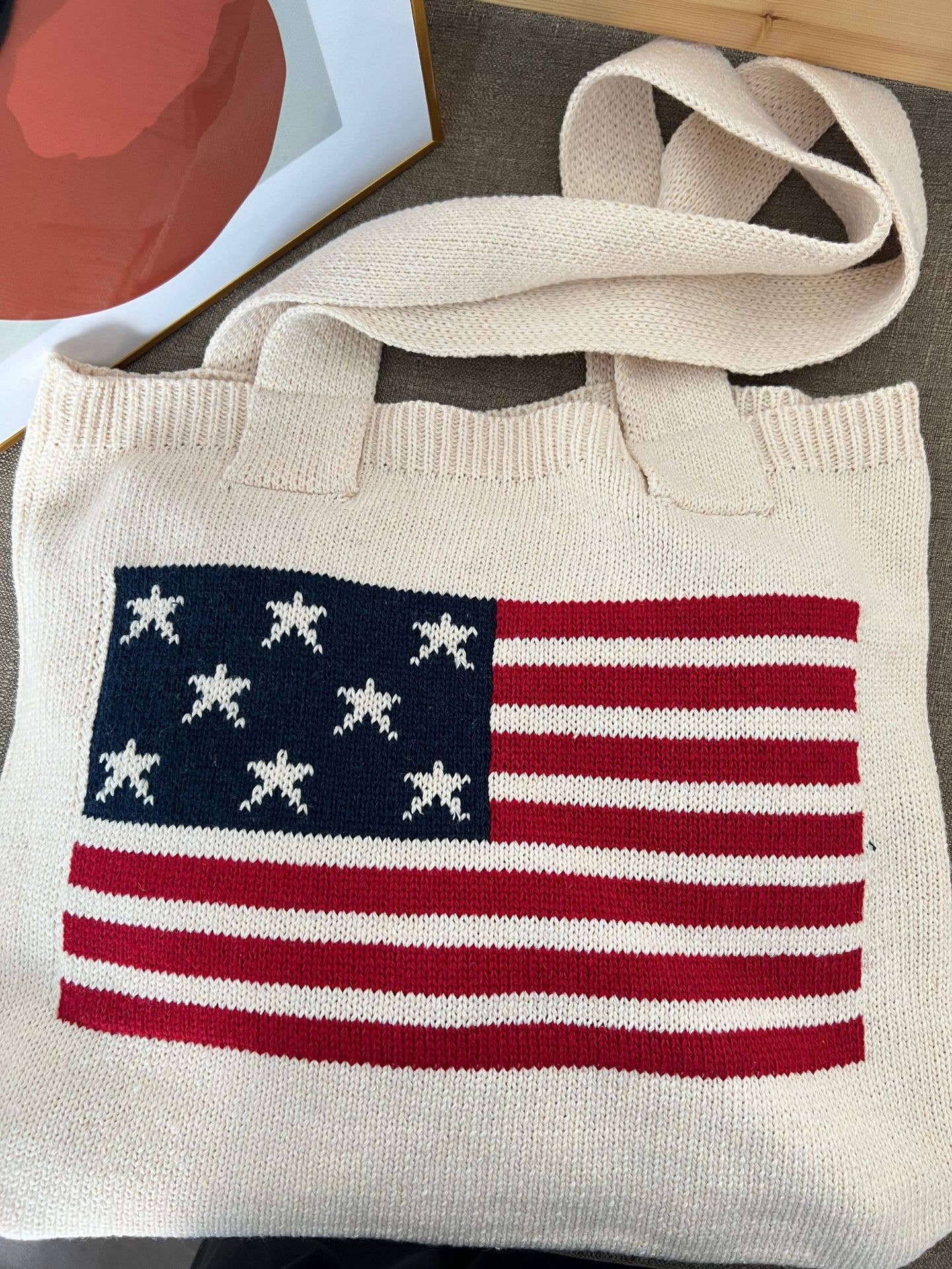 American Flag Square Tote Bag