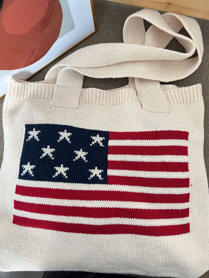 American Flag Square Tote Bag