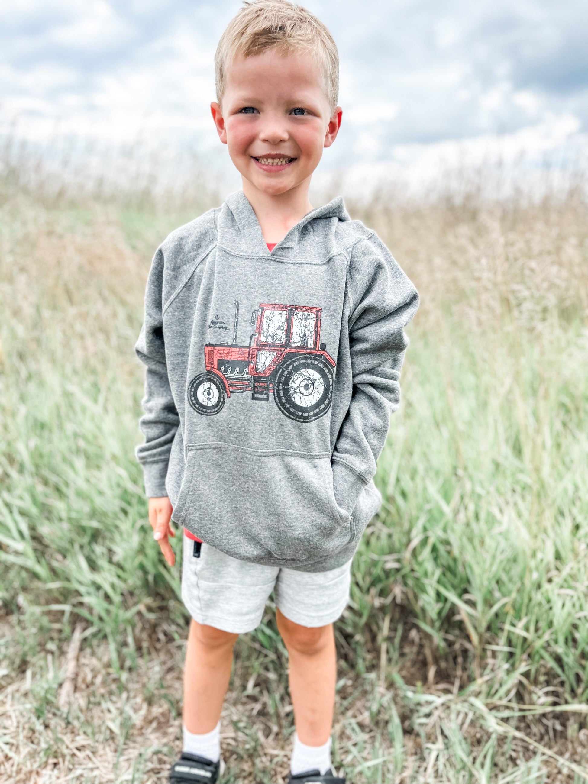 Red Tractor Youth & Toddler Hoodie - American Farm Company