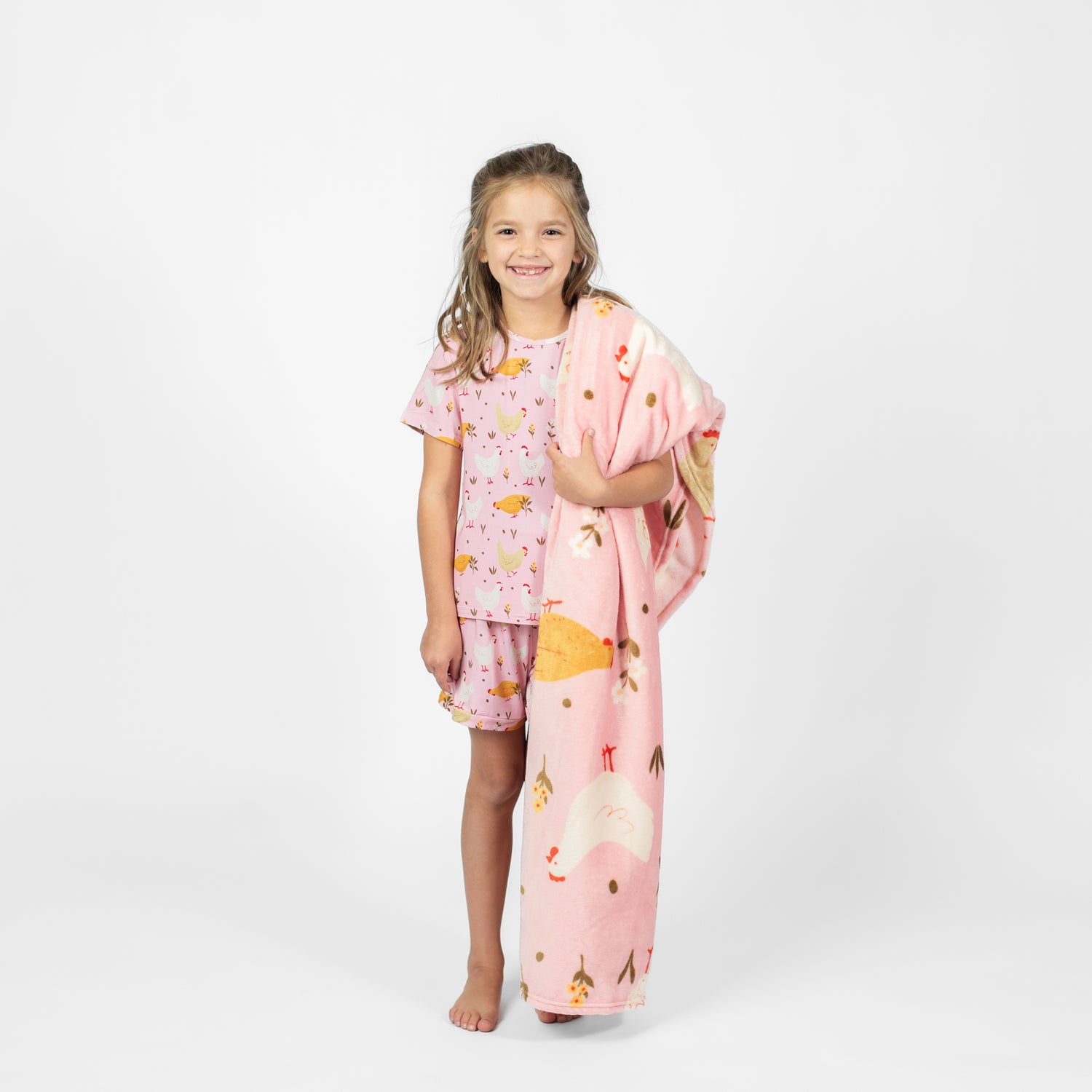 Pink Chicken Toddler/Youth Bamboo Pajama Set - American Farm Company