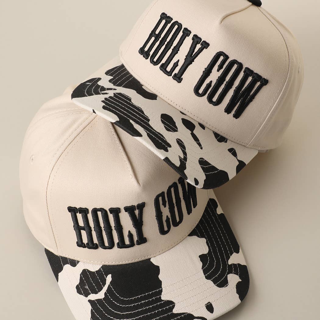 HOLY COW 3D Embroidered Cow Print Brim Trucker Hat