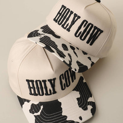 HOLY COW 3D Embroidered Cow Print Brim Trucker Hat