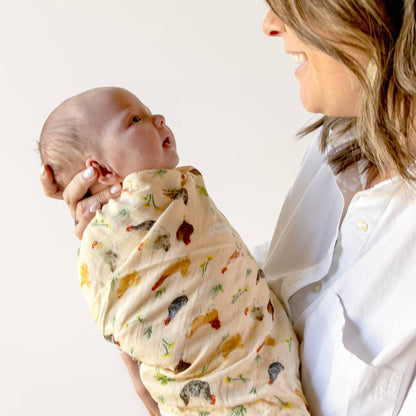 Chicken Meadows Baby Swaddle