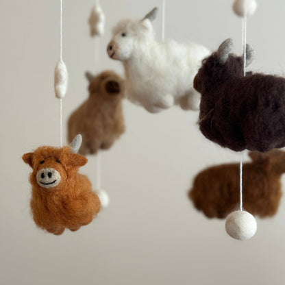 Highland Cow Felt Baby Mobile