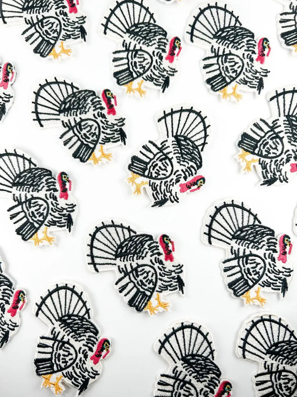 White Turkey Embroidered Iron-On Patch