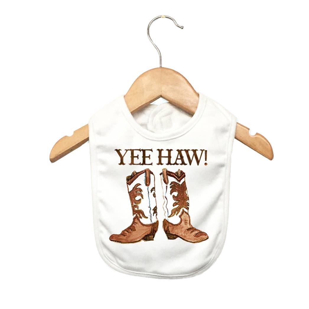 Yee Haw Brown Boots Baby Bib - American Farm Company