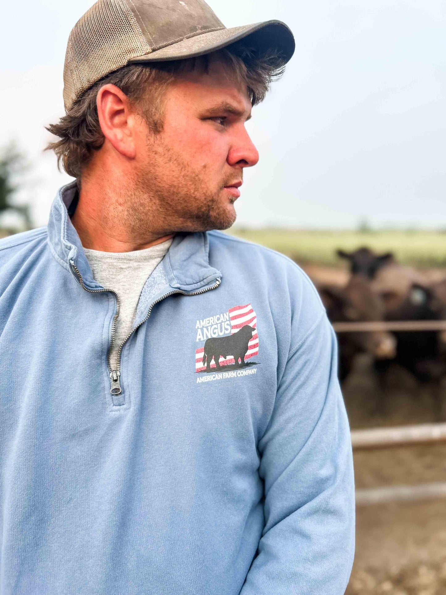 American Angus Blue 1/4 Zip - American Farm Company