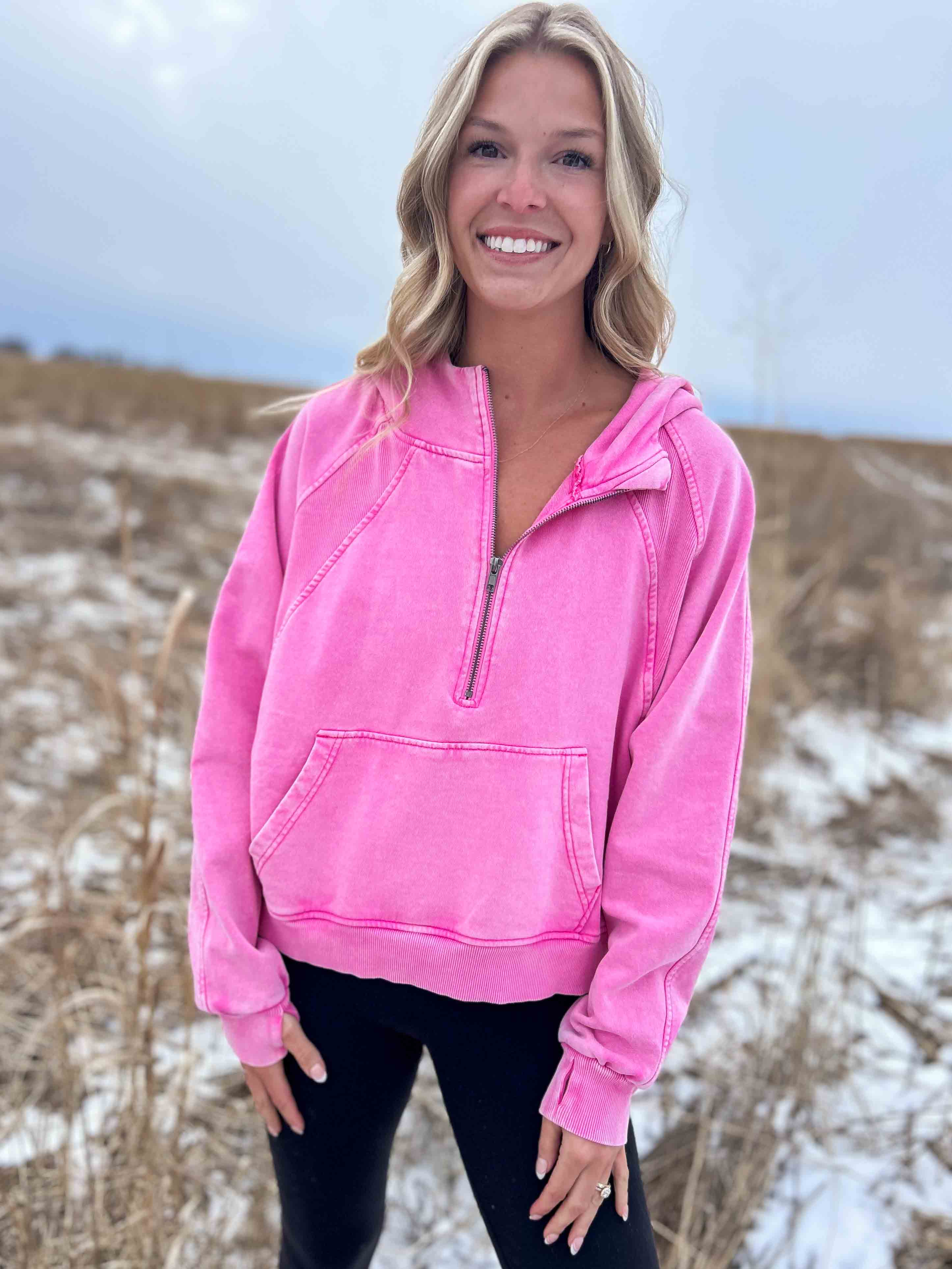 Pink discount quarter zip