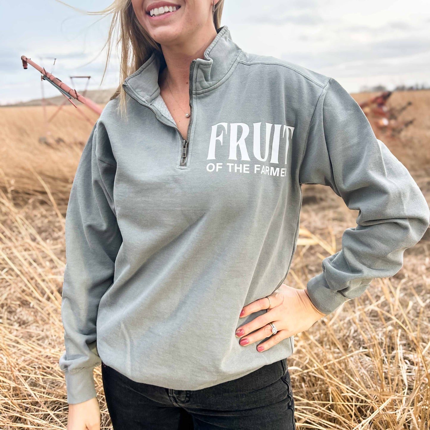 'Fruit of the Farmer' Grey 1/4 Zip