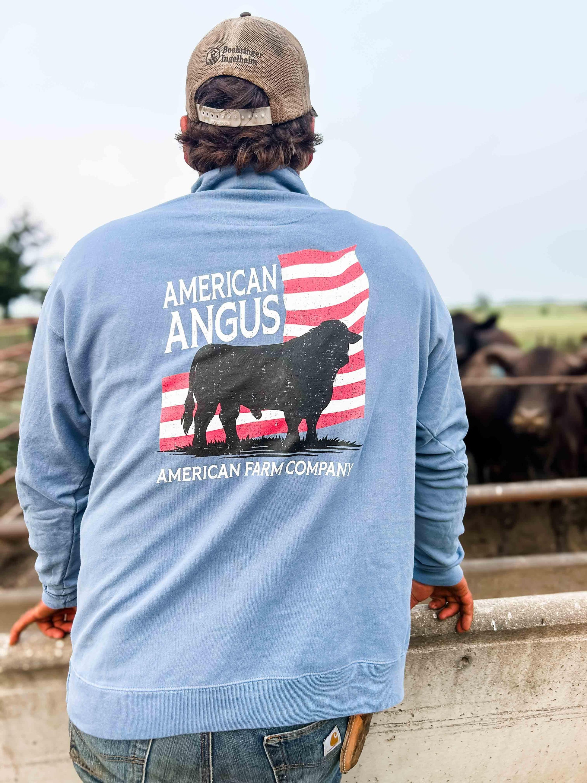 American Angus Blue 1/4 Zip - American Farm Company