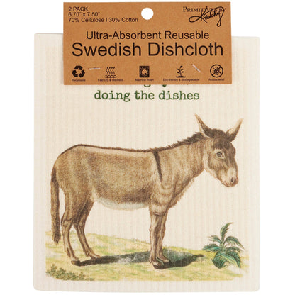 'Doing The Dishes' Donkey Swedish Dishcloth Set