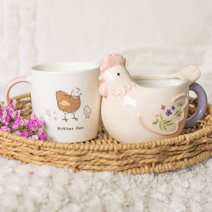 Floral Hen Chicken Shaped Mug