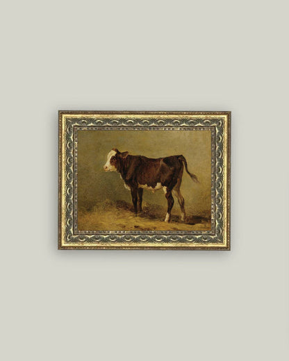 Vintage Calf Framed Antique Art