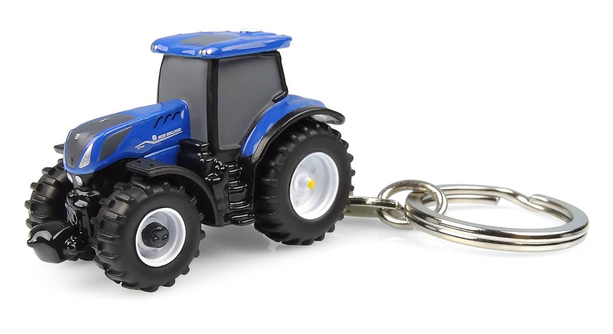 New Holland T7.300 Blue Tractor Metal Keychain