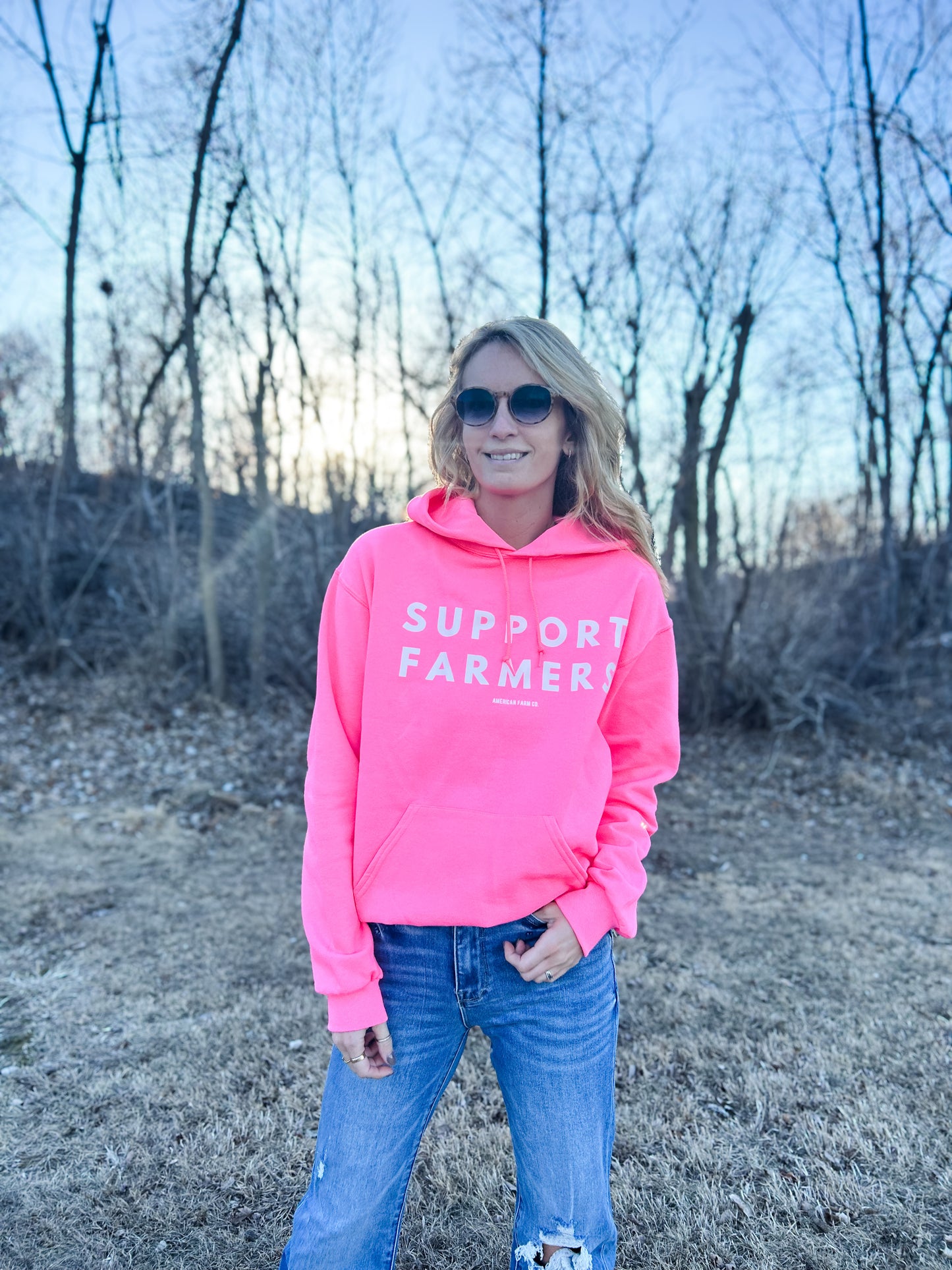 'Support Farmers' Pink Hoodie