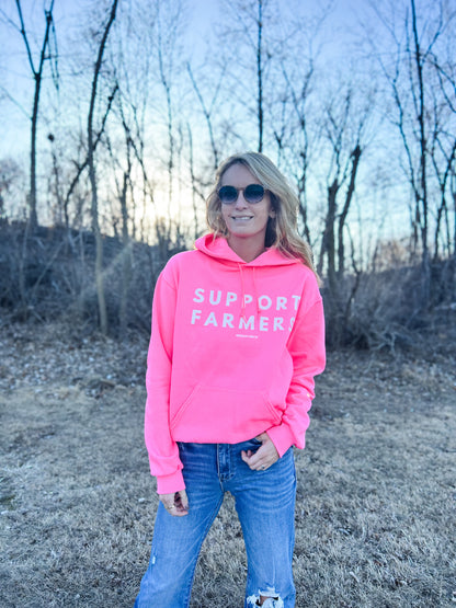 'Support Farmers' Pink Hoodie