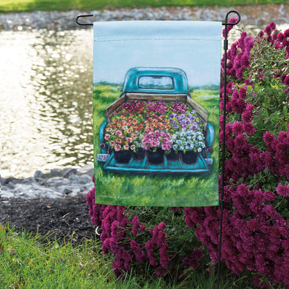 Blue Truck Garden Flag