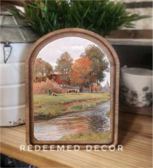 Riverside Farm Arch Top Framed Art