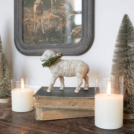 Sheep Figurine with Wreath