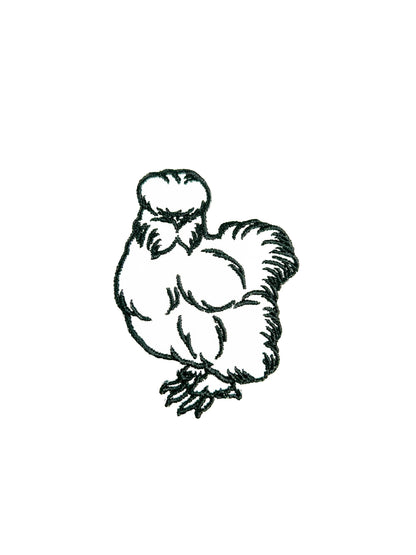 White Silkie Chicken Embroidered Iron-On Patch