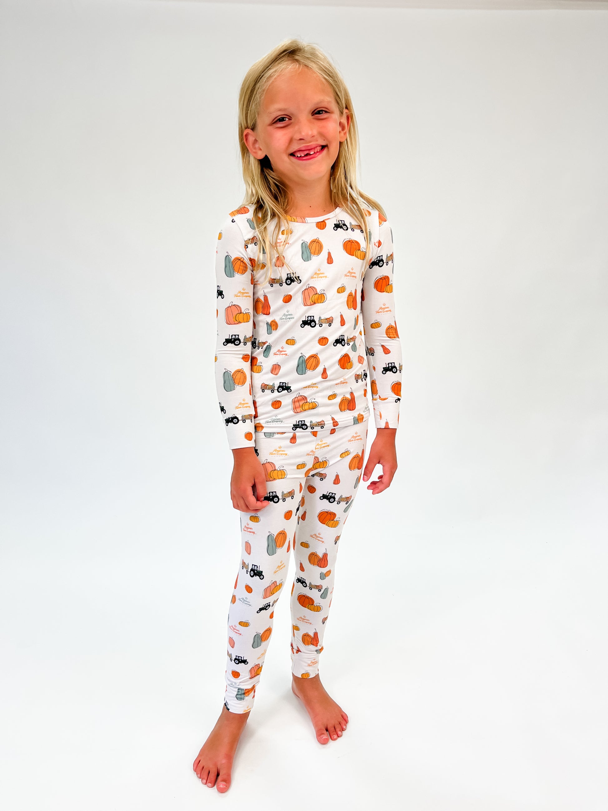 Pumpkin Hayrack Toddler/Youth Bamboo Pajamas - American Farm Company