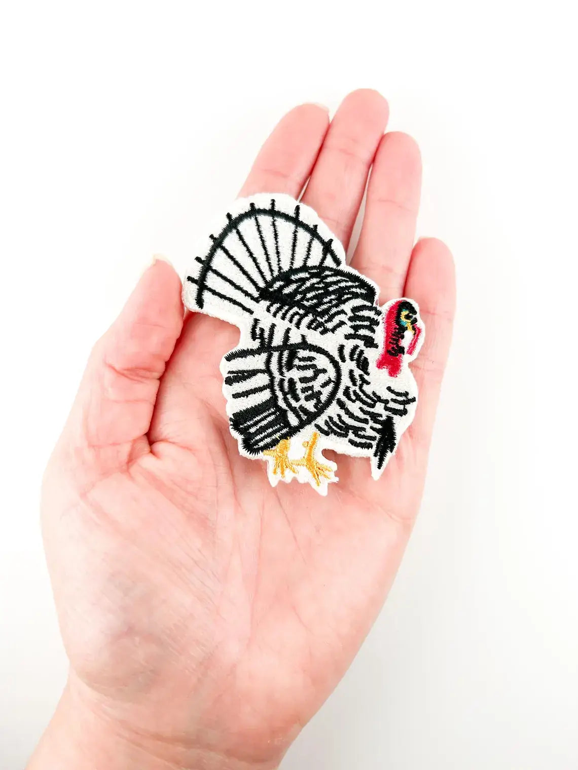 White Turkey Embroidered Iron-On Patch