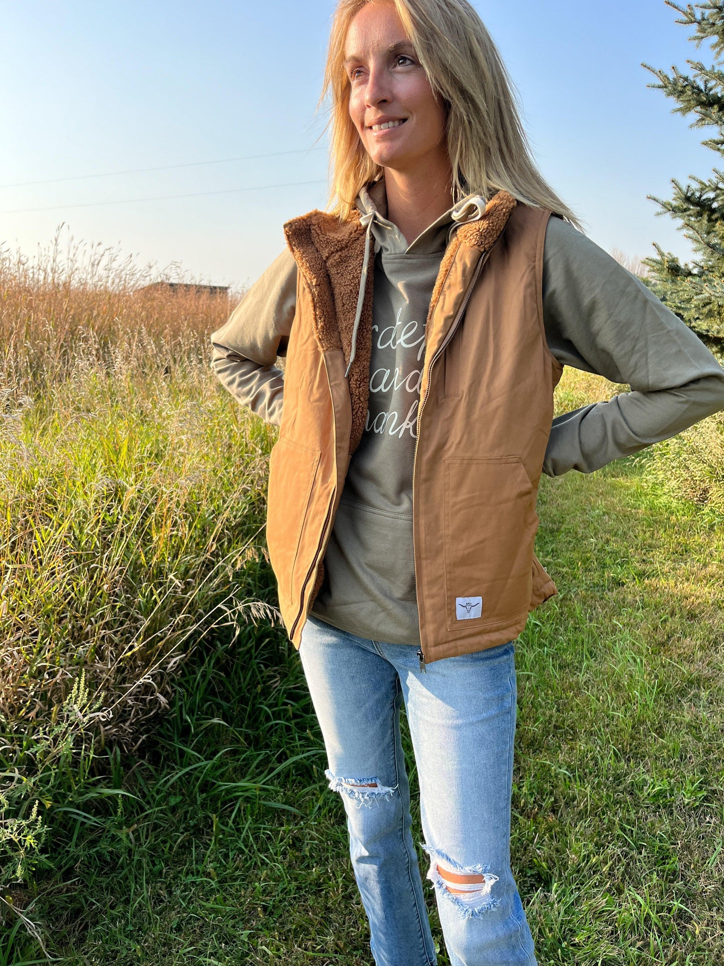 AFC Sherpa Lined Brown Vest - Adult - American Farm Company